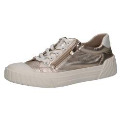 CAPRICE Damen Sneaker flach aus Leder mit Reißverschluss, Metallisch (Platin Metal.), 37 EU von CAPRICE