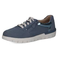 CAPRICE Damen Sneaker flach aus Leder mit Reißverschluss Schuhweite H Mehrweite, Blau (Blue Suede Co.), 37 EU von CAPRICE
