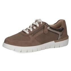 CAPRICE Damen Sneaker flach aus Leder mit Reißverschluss Schuhweite H Mehrweite, Braun (Mud Comb), 37 EU von CAPRICE