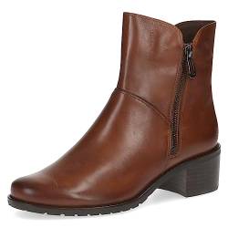 CAPRICE Damen Stiefeletten mit Absatz Airmotion aus Leder Blockabsatz Weite G, Braun (Cognac Nappa), 39 EU von CAPRICE