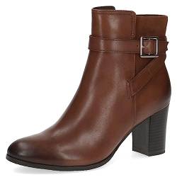 CAPRICE Damen Stiefeletten mit Absatz Memotion aus Leder Blockabsatz Weite G, Braun (Cognac Comb), 38 EU von CAPRICE