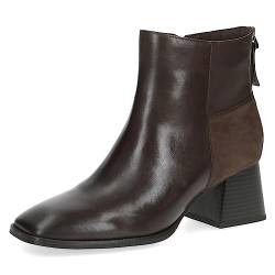 CAPRICE Damen Stiefeletten mit Absatz aus Leder Blockabsatz Weite G, Braun (Dk Brown Comb), 38 EU von CAPRICE