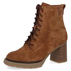 CAPRICE Damen Stiefeletten mit Absatz aus Wildleder mit Schnürsenkel und Reißverschluss Weite G, Braun (Cognac Suede), 41 EU von CAPRICE