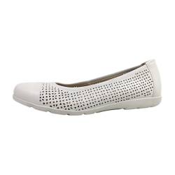 Caprice Damen Ballerinas mit Lochmuster Vorne Geschlossen, Weiß (White Nappa), 37 von CAPRICE