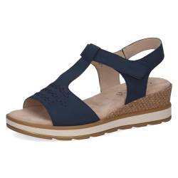 Caprice Damen Sandalen mit Keilabsatz mit Klettverschluss Bequem, Blau (Ocean Suede), 38 von CAPRICE