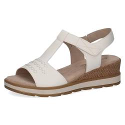 Caprice Damen Sandalen mit Keilabsatz mit Klettverschluss Bequem, Weiß (White Nappa), 38 von CAPRICE