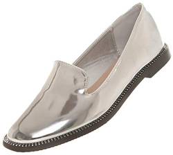 CAPRIUM Damen Halbschuhe Loafers Ballerinas Metallic Schuhe Flats mit Strass 000Y01 Farbe Silber, Größe 40 EU von CAPRIUM