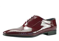 CAPRIUM Lackschuhe Derbyschuhe Schuhe Business Glänzend, Herren E1526 Schuhgröße 44, Farbe Dunkelrot von CAPRIUM
