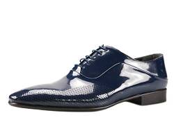 CAPRIUM Lackschuhe Derbyschuhe Schuhe Business Glänzend, Herren E1526 Schuhgröße 45, Farbe Dunkelblau von CAPRIUM