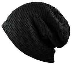 CAPRIUM warme Feinstrick Beanie Mütze mit Flecht Muster und sehr weichem Fleece Innenfutter, Unisex 00065254 (Schwarz) von CAPRIUM