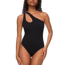 CARCOS Body Damen Sommer Sexy One Shoulder Bodysuit Tanktops Ärmelloses Tanga Bodysuits Stringbody Bodys für Damen Schwarz XL von CARCOS