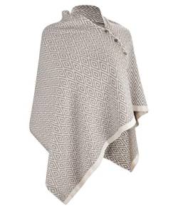 CARCOS Damen Poncho Schal mit Knöpfen Fransen Cape Decke Kaschmir-Mischung Weich Warm Multifunktion für Frühling Herbst Winter von CARCOS