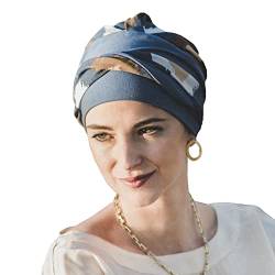 CAREBELL Elegance Indigo Turban für Chemotherapie, Bambus, Alopezie, Haarausfall von CAREBELL