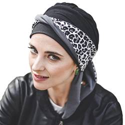 CAREBELL Smooth Paisley Black Onkologische Bambus-Mütze für Chemotherapie oder Alopezie, Schwarz , One size von CAREBELL