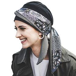 CAREBELL Smooth Paisley Black - Turban-Mütze aus Bambus für Chemotherapie oder Alopezie, Einheitsgröße, Schwarz , One size von CAREBELL