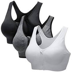 CARETOO Damen Sport BH Stark Halt Active Bra Höhe Beanspruchung Trainieren Bustier Fuer Yoga Fitness - Mit Reißverschluss von CARETOO