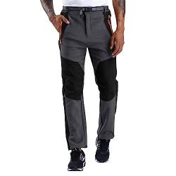 CARETOO Herren Hosen Wanderhose Stretch Hose Outdoor Atmungsaktive Trekkinghose Schnell Trockend Funktionshose Softshellhose Winddicht Sommer Frühling Grau-Ohne Fleece L von CARETOO