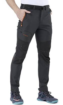 CARETOO Herren Wanderhose Trekkinghose Outdoorhose Softshellhose Funktionshose Skihose Verdickte Warm Atmungsaktiv Wasserdicht Winddicht Herbst Grau ohne Fleece, M von CARETOO