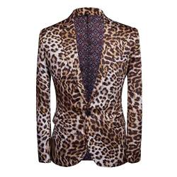 CARFFIV Herrenjacke Slim Fit mit Aufdruck Mode für Herren, für Partys, Hochzeiten, Bankette, Endbälle Jahr (M, Leopard) von CARFFIV