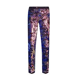 CARFFIV Herrenmode, Blumenmuster, glänzende Pailletten, Samt-Hose (XL, Map Blue) von CARFFIV