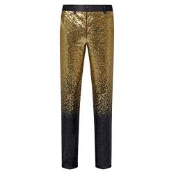 CARFFIV Herrenmode, Farbverlauf, Farben, Pailletten, Hose (L, Gold Black) von CARFFIV