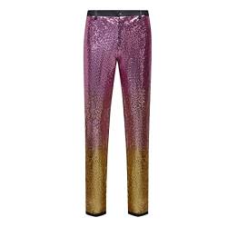 CARFFIV Herrenmode, Farbverlauf, Farben, Pailletten, Hose (S, Pink Gold) von CARFFIV