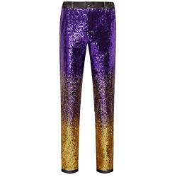 CARFFIV Herrenmode, Farbverlauf, Farben, Pailletten, Hose (XXL, Purple Gold) von CARFFIV