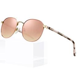 CARFIA Fashion Sonnenbrille Damen Polarisierte Runde Frauenbrille Metall Rahmen von CARFIA