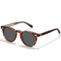 CARFIA Herren Sonnenbrille Polarisierte, Runde Vintage Acetat Design, UV400 Schutz Cat.3, Sunglasses für Fahren und Reisen CA5506 von CARFIA