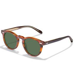 CARFIA Herren Sonnenbrille Polarisierte, Runde Vintage Acetat Design, UV400 Schutz Cat.3, Sunglasses für Fahren und Reisen CA5506 von CARFIA