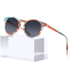 CARFIA Mode Sonnenbrille Damen, Polarisierte Runde Hohe Qualität mit 100% UV-Schutz von CARFIA