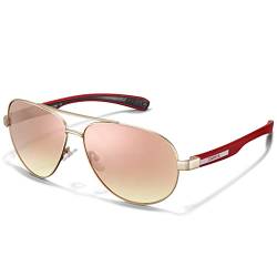CARFIA Piloten Sonnenbrille Herren & Damen UV400 Sonnenbrille Polarisiert Metallrahmen und Ledertasche von CARFIA