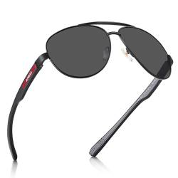 CARFIA Pilotenbrille Sonnenbrille Herren UV400 polarisierte Sportbrille mit ultraleichtem Metallrahmen von CARFIA