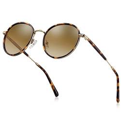 CARFIA Polarisierte Damen Sonnenbrille UV400 Retro Runde Blaulichtfilter Brille für Freizeit Fahren Golf von CARFIA