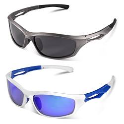 CARFIA Polarisierte Sonnenbrille Herren Verspiegelte UV400 Schutzbrille für Auto Fahrrad Angeln Laufen von CARFIA