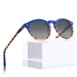 CARFIA Polarisierte Sonnenbrille für Damen, Retro Acetat-Rahmen Rund, UV400 Schutz Cat.3, Blaue Modebrille für Fahrende CA2302 von CARFIA