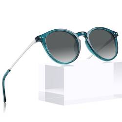 CARFIA Sonnenbrille Polarisiert Damen Herren uv400 Schutz Retro Rund Vintage Polarisierte Sonnenbrille Blau von CARFIA