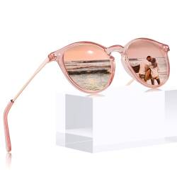 CARFIA Sonnenbrille Polarisiert für Damen Frauen Rosa uv Schutz Schicke Rund Vintage Polarisierte Sonnenbrille Pink Verspiegelt von CARFIA