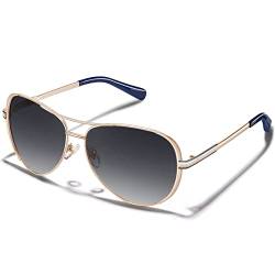 CARFIA Verspiegelte Damen Sonnenbrillen Polarisierte Hoch UV Schutz Pilotenbrille mit Ledertasche CA5388 von CARFIA