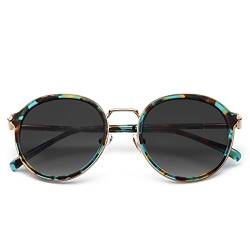 CARFIA Vintage Runde Damen Sonnenbrille Polarisiert 100% UV-Schutz mit Brillenetui Kategorie.3 für Outdoor Fahren von CARFIA
