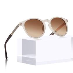 CARFIA Vintage Sonnenbrille Damen, Hochwertige Runde Polarisierte Brille mit 101% UV-Schutz von CARFIA