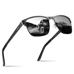 Schicke Herren Sonnenbrille Polarisiert UV400 Fahrenbrillen mit Metallrahmen Cat.3 von CARFIA