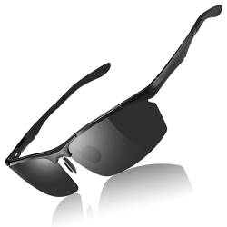 Sportbrille Herren Polarisierte Sonnenbrille Sport UV400 Fahrerbrille mit Federscharnier Al-Mg Metallrahmen CAT 3 von CARFIA