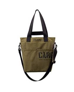 CARGO by OWEE Handgefertigte Handtasche mit 2 Seitentaschen Damen Herren Umhängetasche Tote Bag Tasche Crossbody Shopper Groß Schultertasche Beuteltasche aus Cordura Otan Vert 38 l von CARGO by OWEE