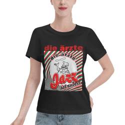 Deutsche Rockband Arzte T-Shirt für Damen, Weiches Rundhals-Kurzarm-Tshirt, Lässig Hip-Hop-Grafik-T-Shirts für Teenager L von CARGUS