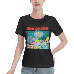 Deutsche Rockband Arzte T-Shirt für Damen, Weiches Rundhals-Kurzarm-Tshirt, Lässig Hip-Hop-Grafik-T-Shirts für Teenager S von CARGUS