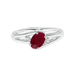 925 Sterling Silver 0.50 Ctw Oval Ruby Gemstone Women Stacking Wedding Ring von CARILLON