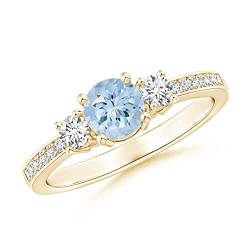 Cluster-Ring! 925 Sterling Silber 0,65 Ctw runder Aquamarin-Edelstein-Frauen-Ehering (Gelb plattiert, 59) von CARILLON