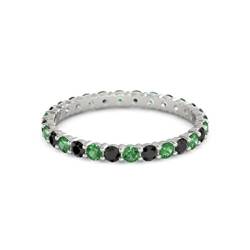Smaragd mit schwarzem Spinell rund 2,50 mm Ewigkeit 925 Sterling Silber Damen Ehering (Sterlingsilber, 59 (18.8) von CARILLON
