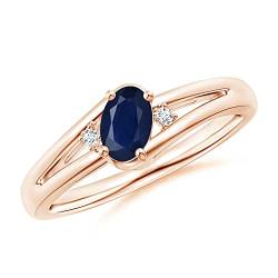 Stapelbarer 0,75 Ctw ovaler blauer Saphir 925 Sterling Silber Frauen Valentinstag Ring (Rose vergoldet, 53) von CARILLON